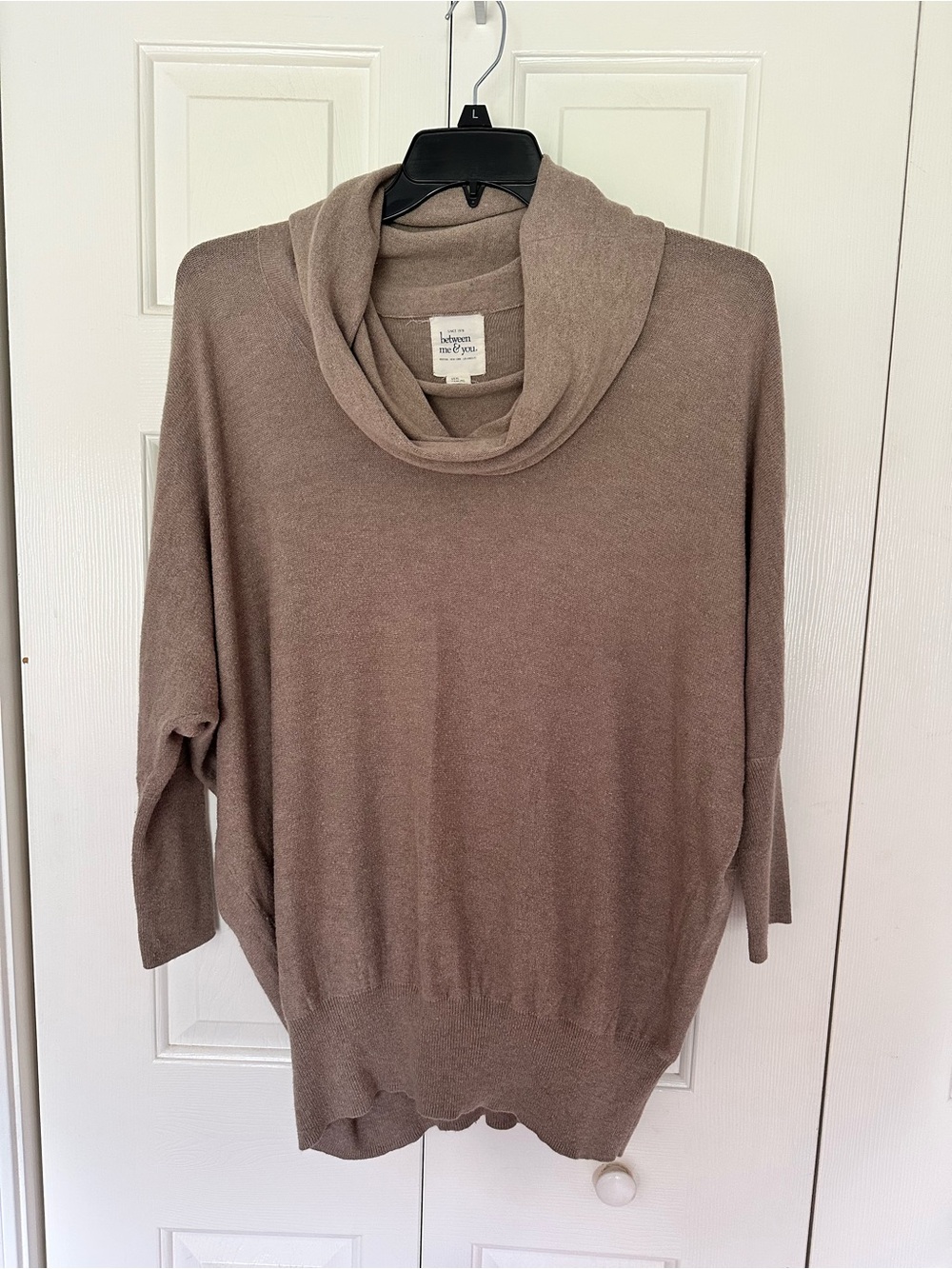 Taupe-Brown Cowl Neck Sweater